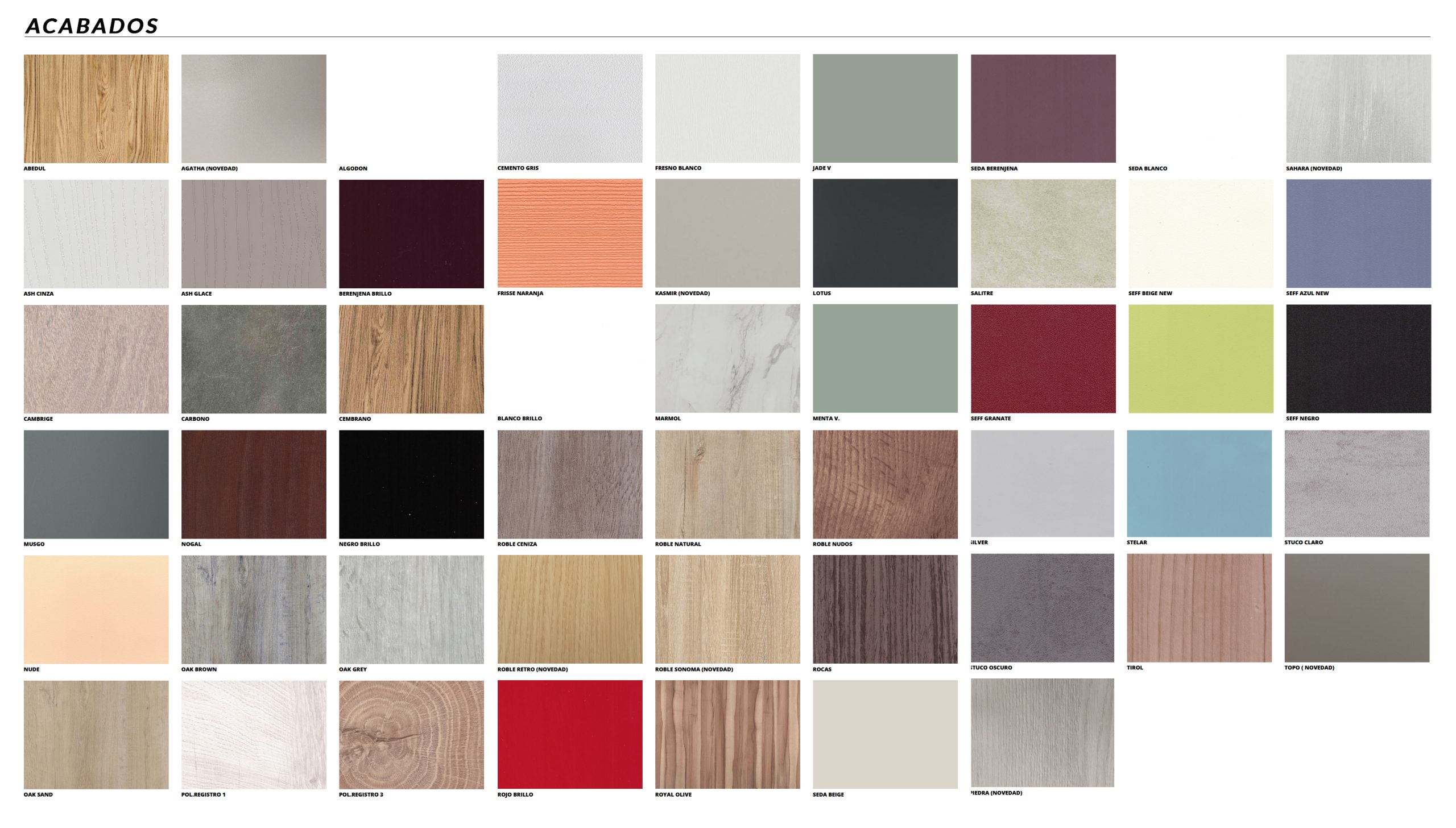 Acabados disponibles