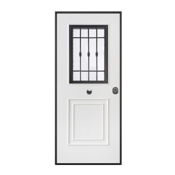 Puerta Acorazada MOD. Ares Glass, Panel Exterior Kronos® Ares Blanco, Interior Blanco Liso