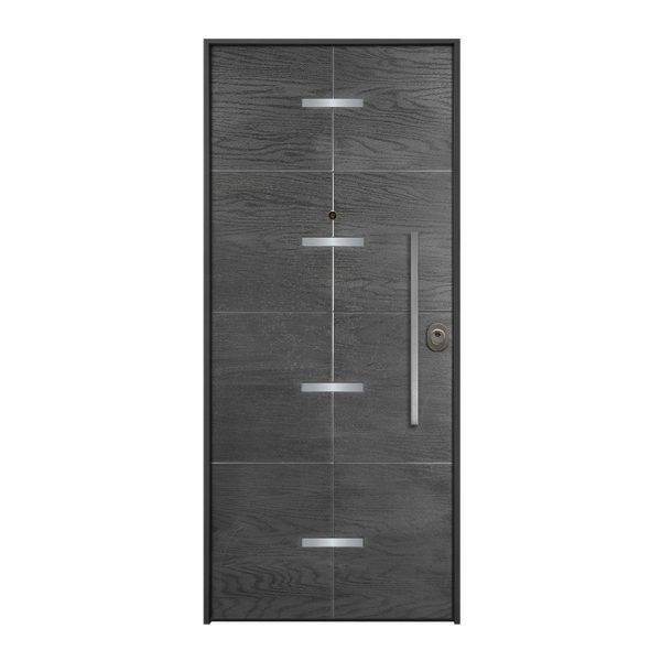 Puerta Acorazada MOD. Exterior Poseidon Gris Interior Melamina