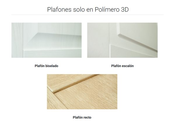 Tipos de plafón disponibles